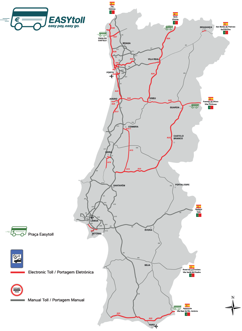 Drogi w Portugalii easytoll mapa