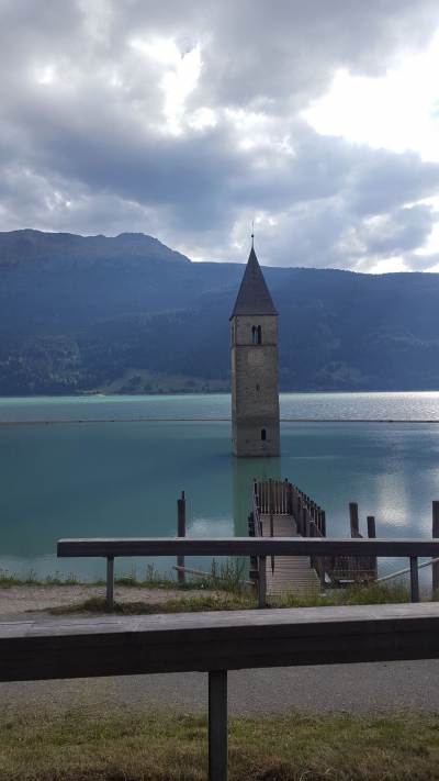 KIRCHTURM VON ALT-GRAUN, RESCHENSEE